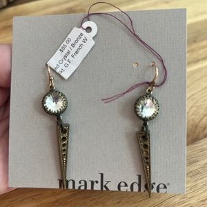 Swarovski Faceted Crystal, Bronze 2 inch length, Gold Fill French Wire Earrings